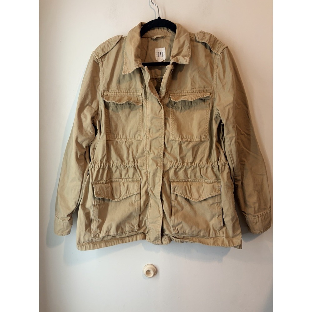 Gap Khaki Utility‎ Military Field Jacket Women's Medium Safari Cargo Cotton